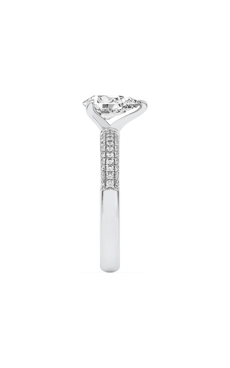 1.5CTW Pear Shaped Lab Grown Diamond (F/VS) Three Row Micro Pave Engagement Ring in 14K Gold