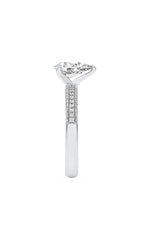 Load image into Gallery viewer, 1.5CTW Pear Shaped Lab Grown Diamond (F/VS) Three Row Micro Pave Engagement Ring in 14K Gold
