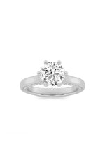 Load image into Gallery viewer, 1.25CTW Round Shaped Lab Grown Diamond (F/VS) Tulip Motif Accented Engagement Ring in 14K Gold
