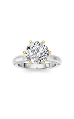 Load image into Gallery viewer, 2CTW Round Shaped Lab Grown Diamond (F/VS) Tulip Motif Accented Engagement Ring in 14K Gold
