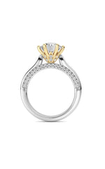 Load image into Gallery viewer, 2CTW Round Shaped Lab Grown Diamond (F/VS) Tulip Motif Accented Engagement Ring in 14K Gold
