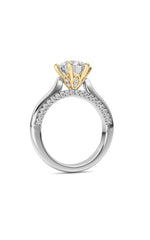 Load image into Gallery viewer, 2CTW Round Shaped Lab Grown Diamond (F/VS) Tulip Motif Accented Engagement Ring in 14K Gold
