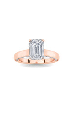 Load image into Gallery viewer, 2CTW Emerald Shaped Lab Grown Diamond (G/VS) Accented Bridge Shank Engagement Ring in 14K Gold
