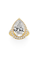 Load image into Gallery viewer, 3CTW Pear Shaped Lab Grown Diamond (F/VS) Bolld Accented Halo Engagement Ring in 14K Gold
