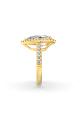 Load image into Gallery viewer, 3CTW Pear Shaped Lab Grown Diamond (F/VS) Bolld Accented Halo Engagement Ring in 14K Gold
