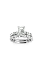 Load image into Gallery viewer, 2CTW Emerald Shaped Lab Grown Diamond (F/VS) Classic Accented  Set With Band and Engagement Ring in 14K Gold

