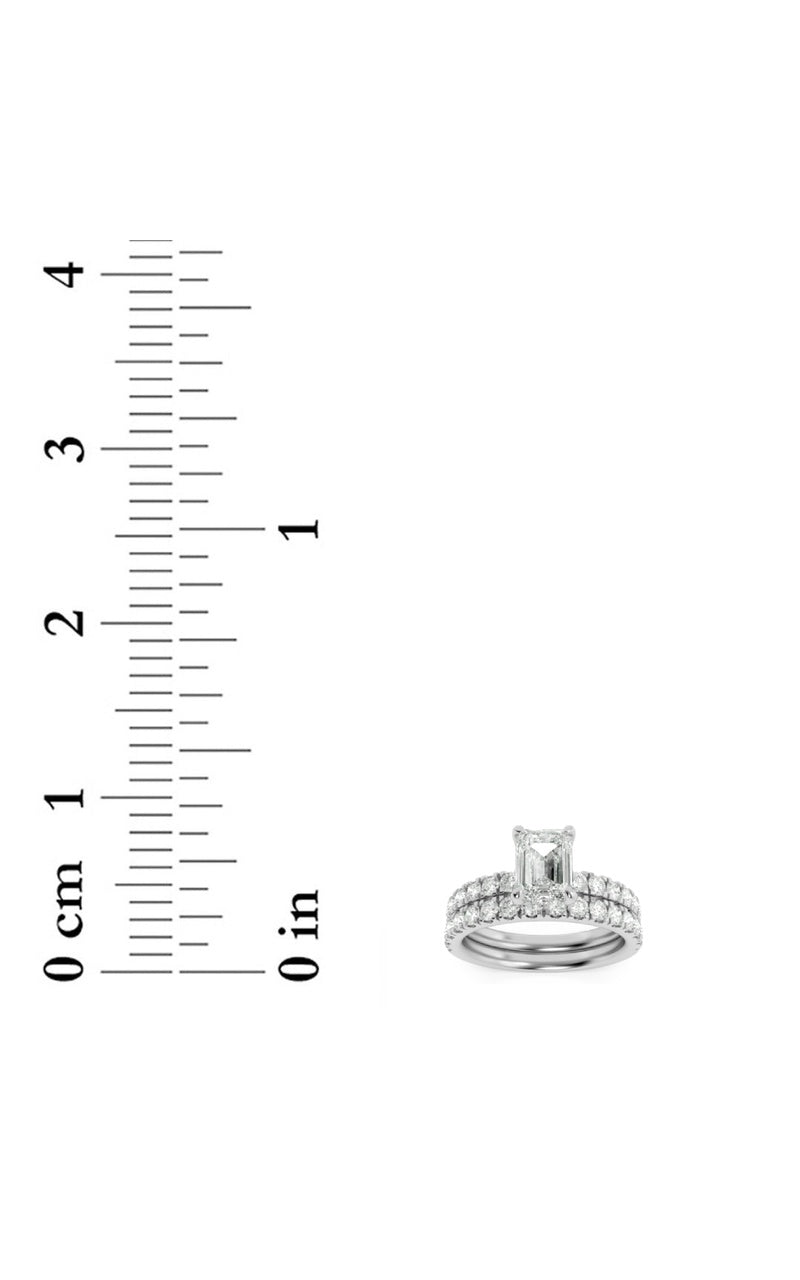 2CTW Emerald Shaped Lab Grown Diamond (F/VS) Classic Accented  Set With Band and Engagement Ring in 14K Gold