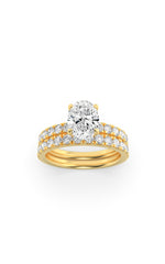 Load image into Gallery viewer, 2CTW Oval Shaped Lab Grown Diamond (F/VS) Classic Accented  Set With Band and Engagement Ring in 14K Gold
