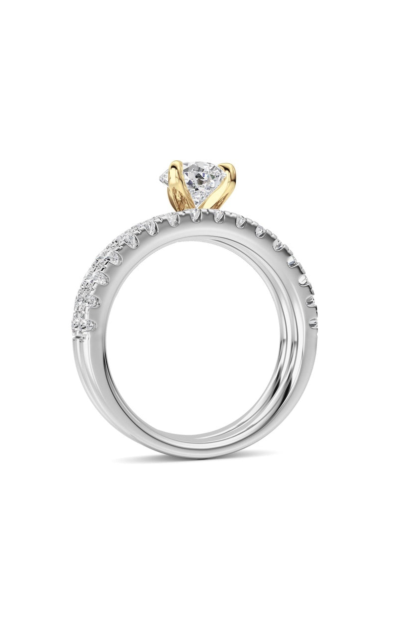 2CTW Pear Shaped Lab Grown Diamond (F/VS) Classic Accented  Set With Band and Engagement Ring in 14K Gold