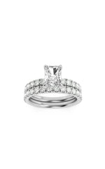 Load image into Gallery viewer, 2CTW Radiant Shaped Lab Grown Diamond (F/VS) Classic Accented Set With Band and Engagement Ring in 14K Gold
