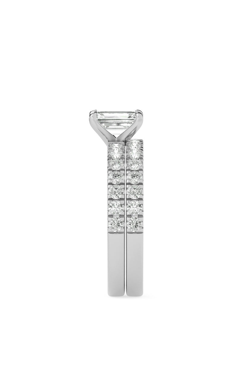 2CTW Radiant Shaped Lab Grown Diamond (F/VS) Classic Accented Set With Band and Engagement Ring in 14K Gold