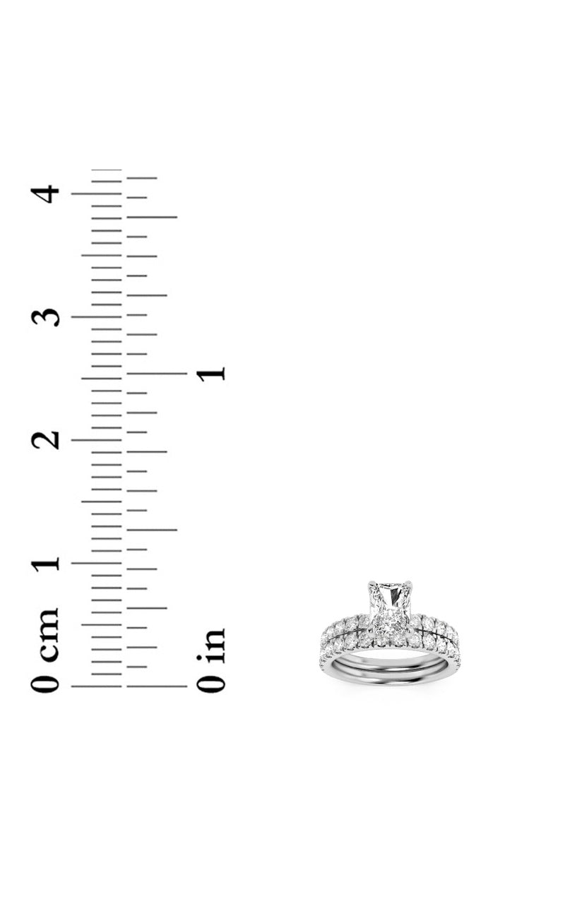 2CTW Radiant Shaped Lab Grown Diamond (F/VS) Classic Accented Set With Band and Engagement Ring in 14K Gold
