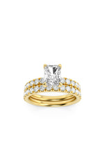 Load image into Gallery viewer, 2CTW Radiant Shaped Lab Grown Diamond (F/VS) Classic Accented Set With Band and Engagement Ring in 14K Gold

