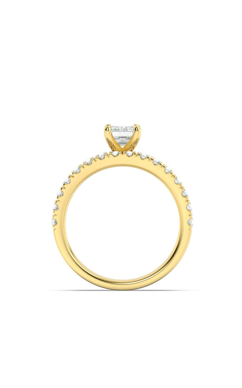 2CTW Radiant Shaped Lab Grown Diamond (F/VS) Classic Accented Set With Band and Engagement Ring in 14K Gold