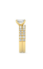 Load image into Gallery viewer, 2CTW Radiant Shaped Lab Grown Diamond (F/VS) Classic Accented Set With Band and Engagement Ring in 14K Gold
