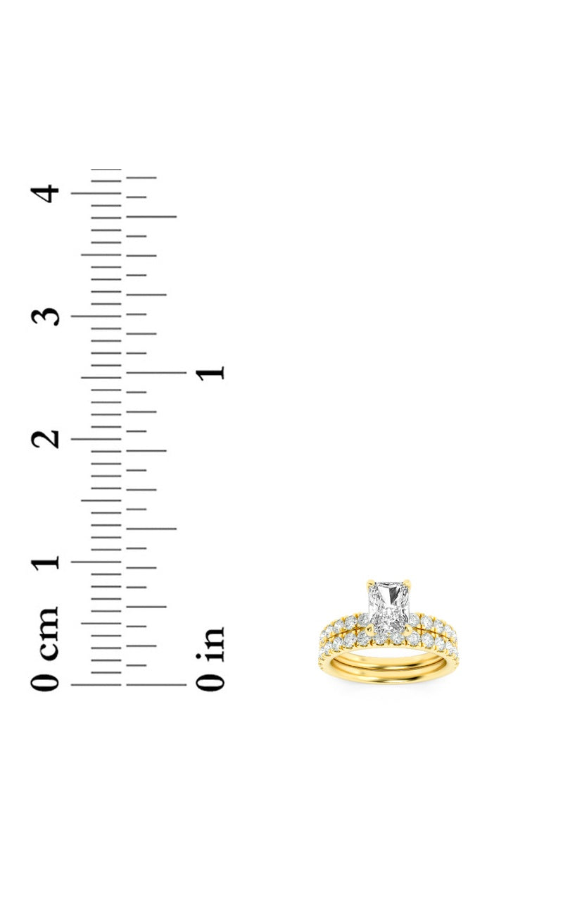 2CTW Radiant Shaped Lab Grown Diamond (F/VS) Classic Accented Set With Band and Engagement Ring in 14K Gold