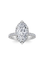 Load image into Gallery viewer, 2CTW Marquise Shaped Lab Grown Diamond (F/VS) Halo Accented Engagement Ring in 14K Gold
