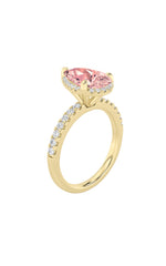 Load image into Gallery viewer, 2CTW Pear Shaped Lab Grown Diamond (F/VS) Halo Accented Engagement Ring in 14K Gold
