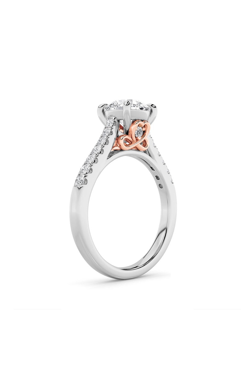 2.5CTW Round Shaped Lab Grown Diamond (F/VS) Petite Shank Accented Engagement Ring in 14K Gold