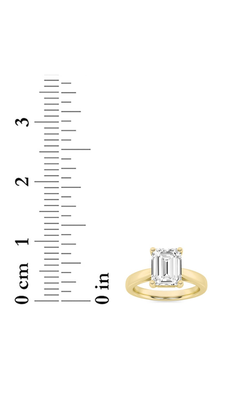 2CTW Emerald Shaped Lab Grown Diamond (F/VS) Classic Shank Solitaire Engagement Ring in 14K Gold