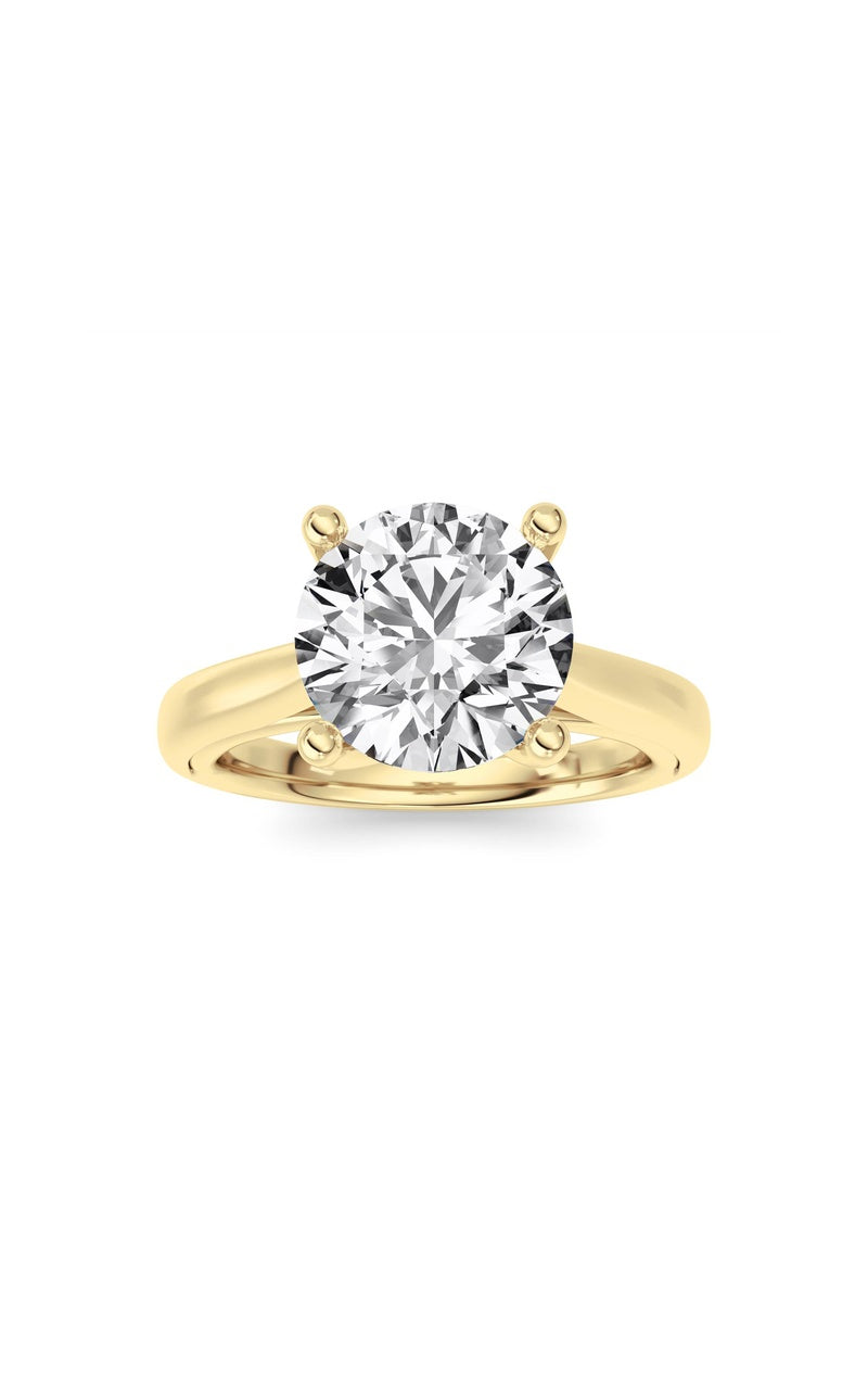 2CTW Round Shaped Lab Grown Diamond (F/VS) Cathedral Shank Engagement Ring in 14K Yellow Gold