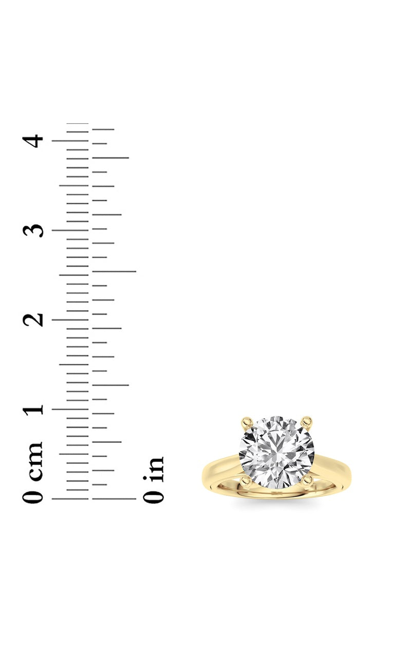 2CTW Round Shaped Lab Grown Diamond (F/VS) Cathedral Shank Engagement Ring in 14K Yellow Gold