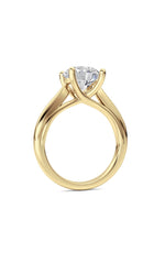 Load image into Gallery viewer, 2CTW Round Shaped Lab Grown Diamond (F/VS) Cathedral Shank Engagement Ring in 14K Yellow Gold
