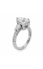 Load image into Gallery viewer, 3.5CTW Pear Shaped Lab Grown Diamond (G/VS) Three Stone Accented Engagement Ring in 14K Gold
