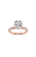 Load image into Gallery viewer, 2CTW Round Shaped Lab Grown Diamond (F/VS) Hidden Halo Accented Ring in 14K Gold
