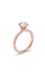 Load image into Gallery viewer, 2CTW Round Shaped Lab Grown Diamond (F/VS) Hidden Halo Accented Ring in 14K Gold
