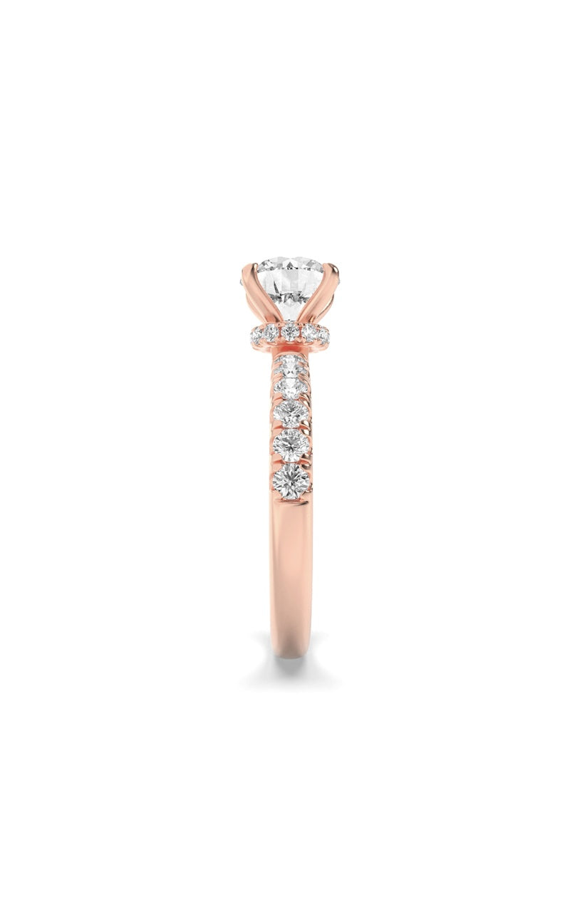 2CTW Round Shaped Lab Grown Diamond (F/VS) Hidden Halo Accented Ring in 14K Gold