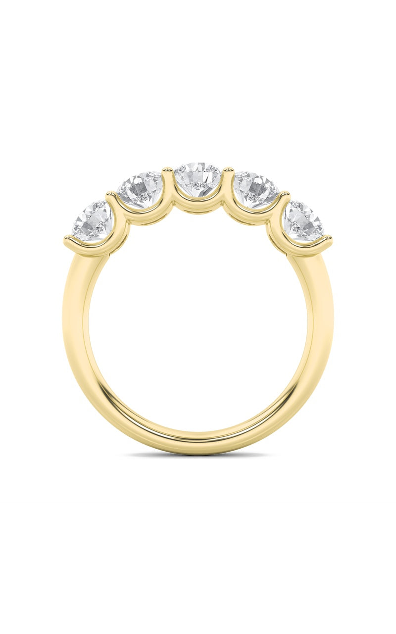 2CTW Round Shaped Lab Grown Diamond (F/VS) Five Stone Band Ring in 14K Gold