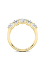 Load image into Gallery viewer, 2CTW Round Shaped Lab Grown Diamond (F/VS) Five Stone Band Ring in 14K Gold
