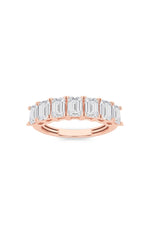 Load image into Gallery viewer, 2CTW Emerald Shaped Lab Grown Diamond (F/VS) Seven Stone Band Ring in 14K Gold
