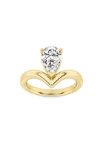 Load image into Gallery viewer, 1.5CTW Pear Shaped Lab Grown Diamond (F/VS) Chevron Solitaire Engagement Ring in 14K Gold
