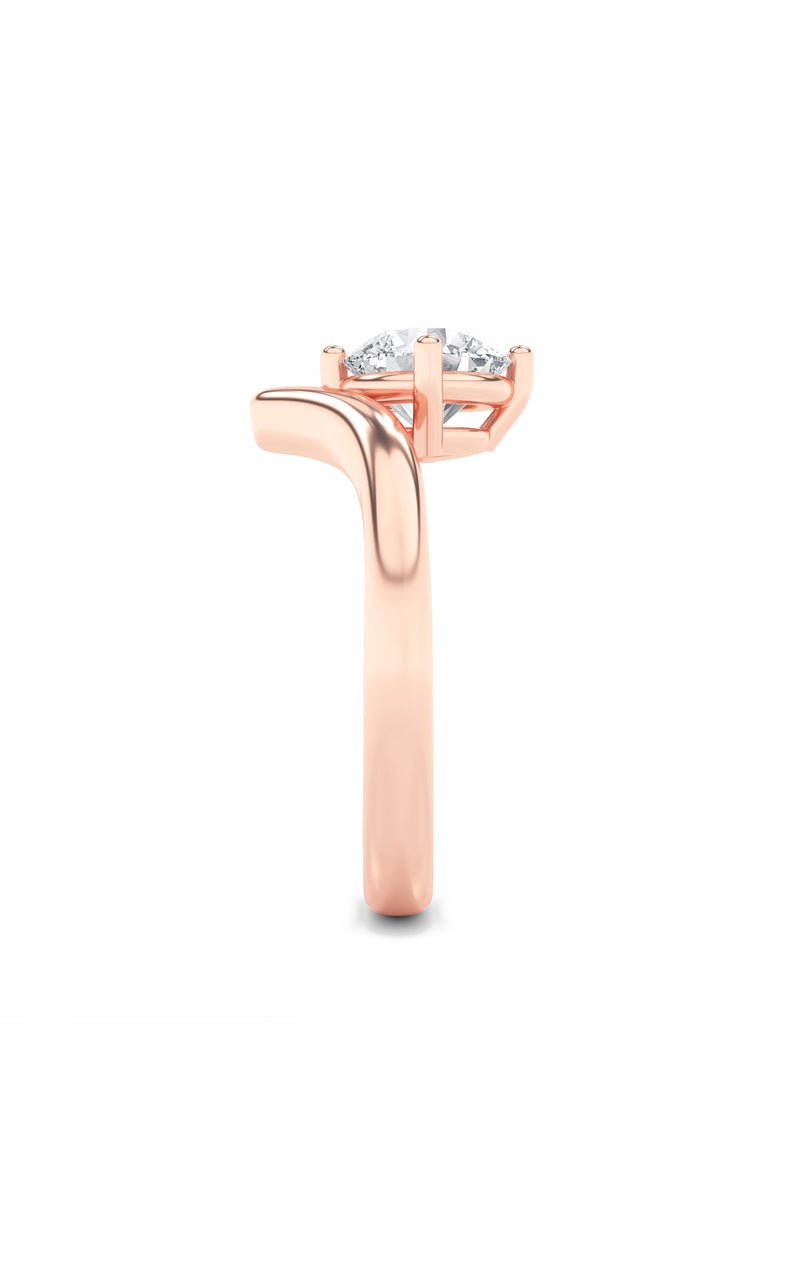 1.5CTW Round Shaped Lab Grown Diamond (G/VS) Chevron Solitaire Engagement Ring in 14K Gold