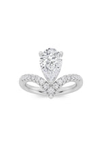Load image into Gallery viewer, 2CTW Pear Shaped Lab Grown Diamond (F/VS) Accented Solitaire Fancy Engagement Ring in 14K Gold
