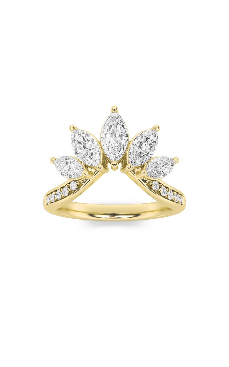 1.5CTW Marquise Shaped Lab Grown Diamond (F/VVS) Fancy Contour Ring in 14K Gold