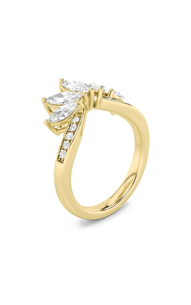 1.5CTW Marquise Shaped Lab Grown Diamond (F/VVS) Fancy Contour Ring in 14K Gold