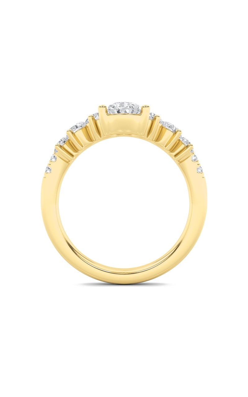 1.5CTW Pear Shaped Lab Grown Diamond (F/VS) Fancy Contour Ring in 14K Gold