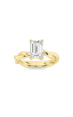 Load image into Gallery viewer, 1CTW Emerald Shaped Lab Grown Diamond (F/VS) Twisted Shank Solitaire Engagement Ring in 14K Gold
