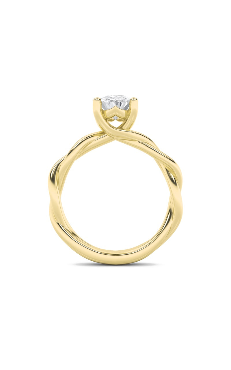 2CTW Oval Shaped Lab Grown Diamond (F/VS) Twisted Shank Solitaire Engagement Ring in 14K Gold