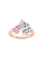 Load image into Gallery viewer, 3CTW Pear Shaped Lab Grown Diamond (F/VS) Toi et Moi Engagement Ring in 14K Gold
