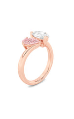 Load image into Gallery viewer, 3CTW Pear Shaped Lab Grown Diamond (F/VS) Toi et Moi Engagement Ring in 14K Gold
