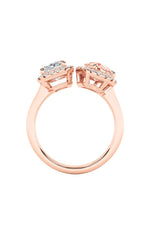 Load image into Gallery viewer, 3CTW Radiant Shaped Lab Grown Diamond (F/VS) Toi et Moi Fashiion Ring in 14K Gold
