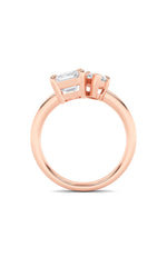 Load image into Gallery viewer, 3CTW Emerald Shaped Lab Grown Diamond (F/VS) Toi et Moi Engagement Ring in 14K Gold
