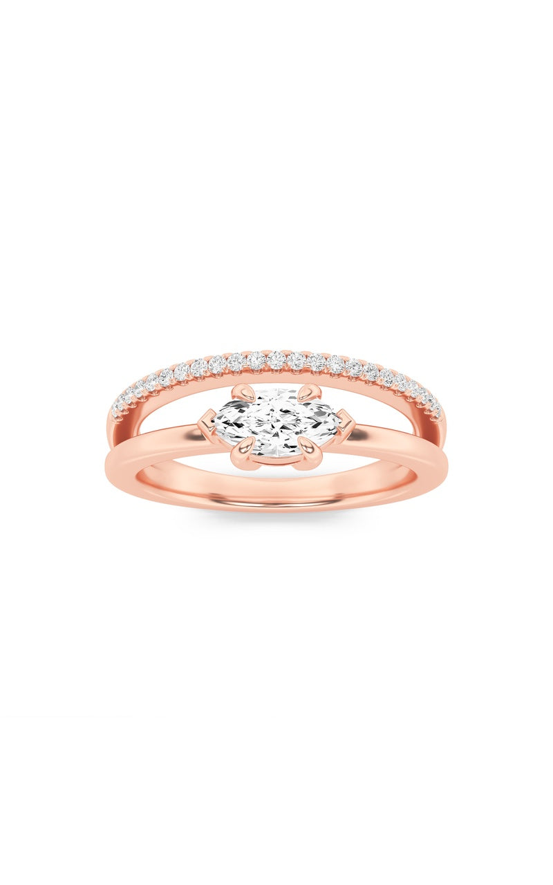 0.5CTW Marquise Shaped Lab Grown Diamond (G/VS) Fashion Ring in 10K Gold