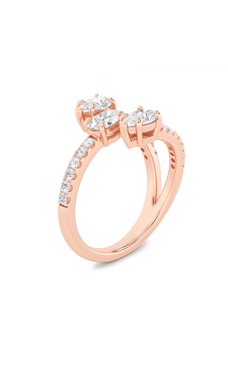 1CTW Oval Shaped Lab Grown Diamond (F/VS) Three Stone Fashion Ring in 14K Gold