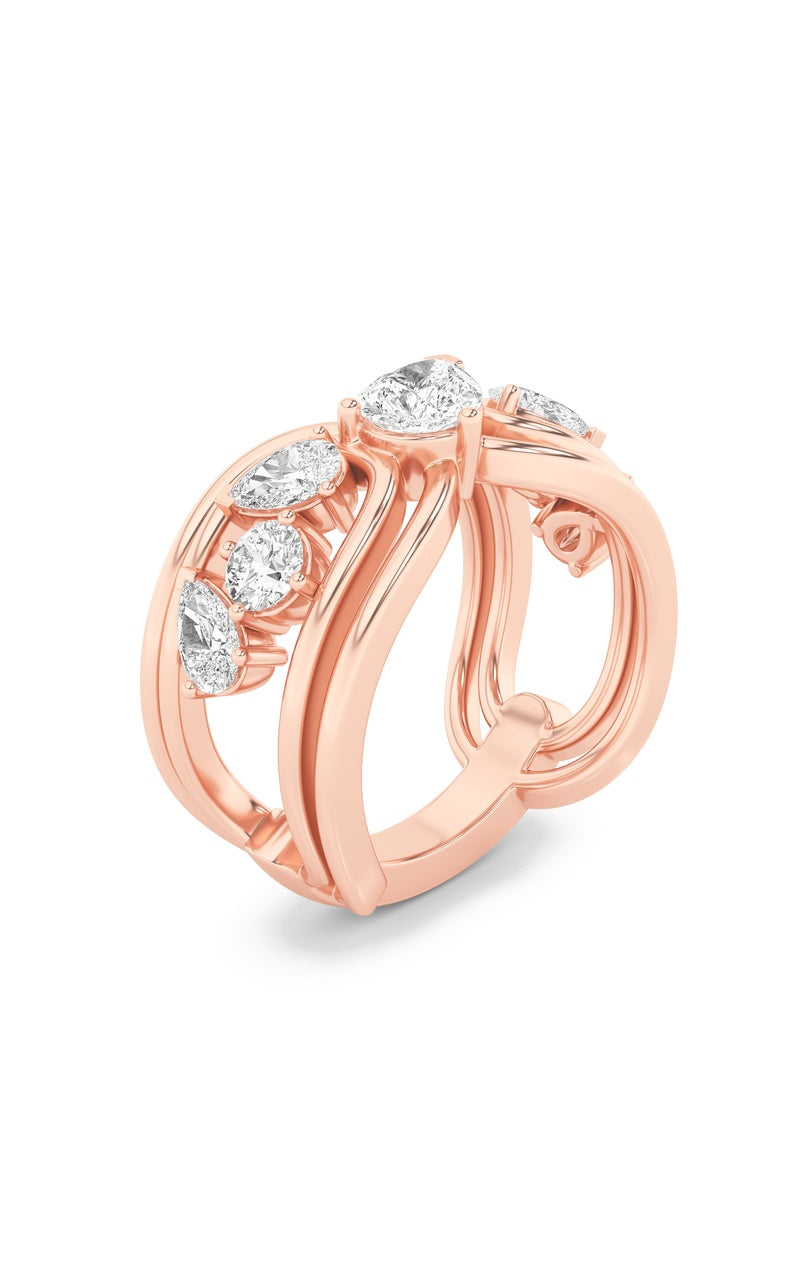 2CTW Pear Shaped Lab Grown Diamond (F/VS) Seven Stone Fashion Ring in 14K Gold