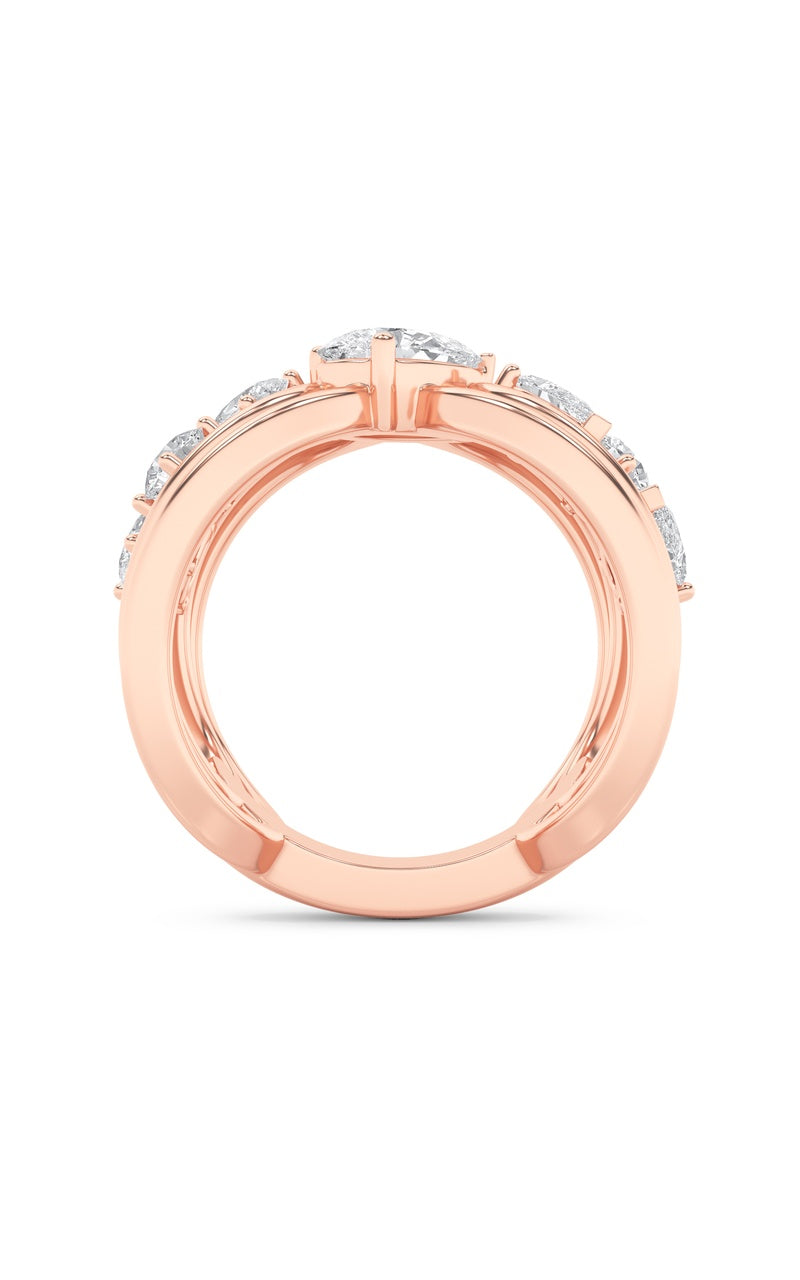 2CTW Pear Shaped Lab Grown Diamond (F/VS) Seven Stone Fashion Ring in 14K Gold